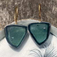 Teal Tourmaline Slice Earrings